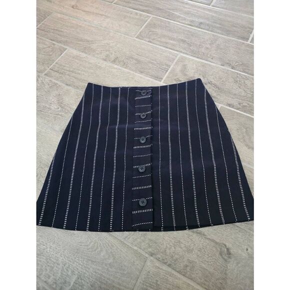 Women's Mango Button Up Skirt Navy Blue and White Size Small‎ - Picture 1 of 7